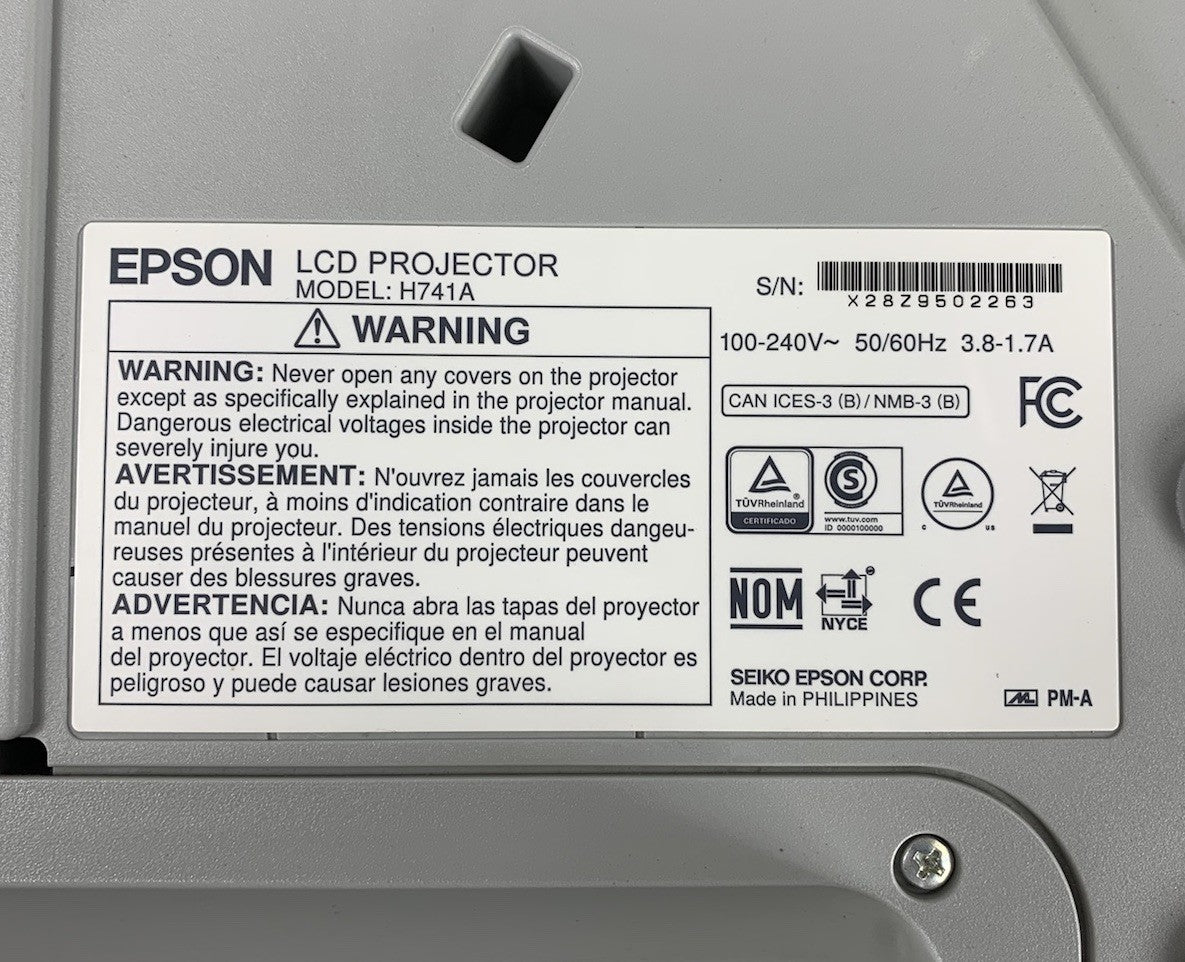 Epson H741A BrightLink 685Wi LCD Projector 2755 Lamp Hours