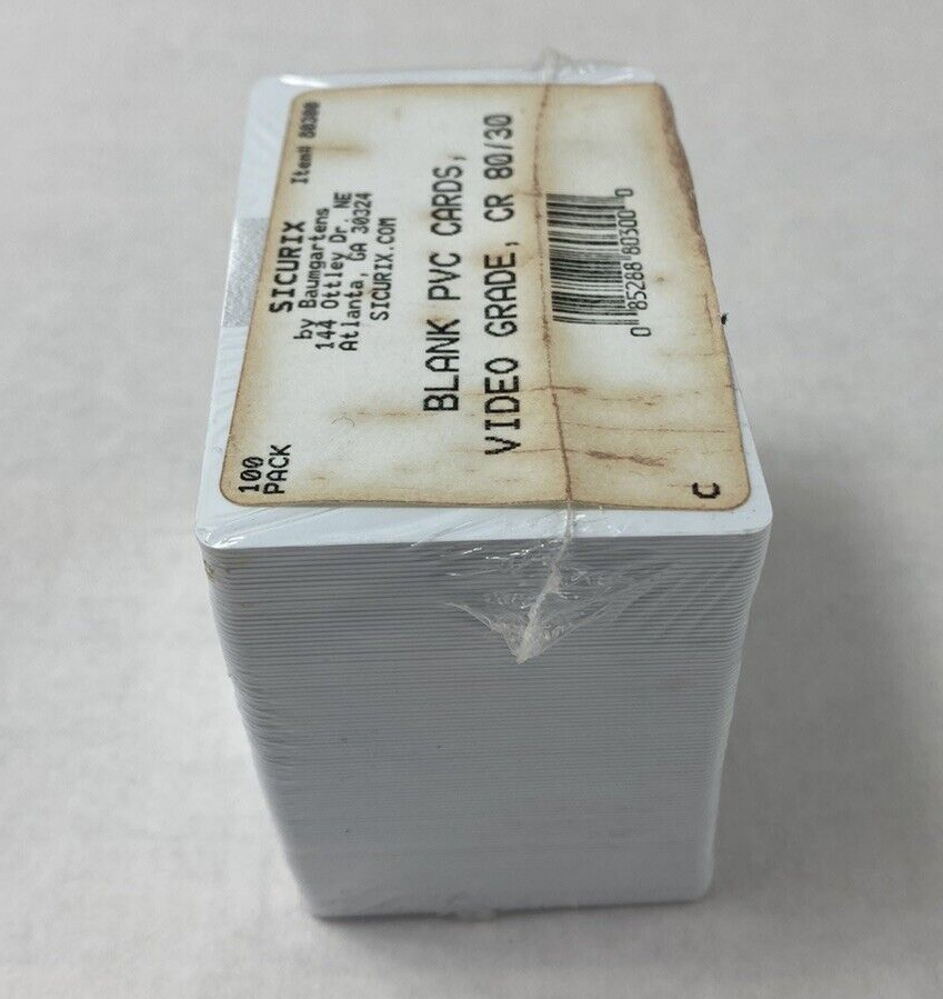 Lot of 2 Sicurix by Baumgartens 100 Pack Blank PVC Cards Video Grade CR 80/30