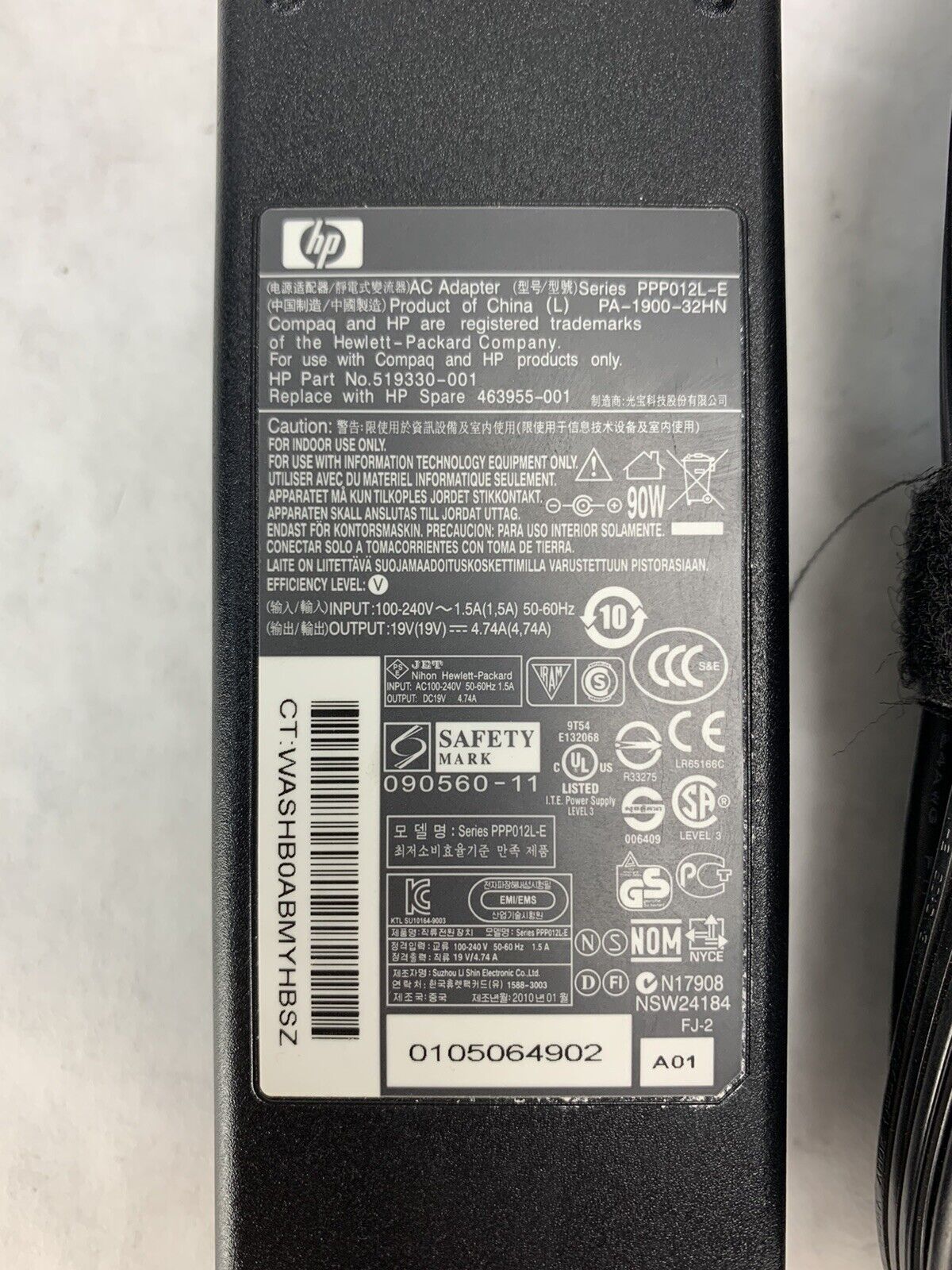 Lot 2 Genuine HP PPP012L-E 756414-001 19V 4.74A 90W Laptop Charger Adapter