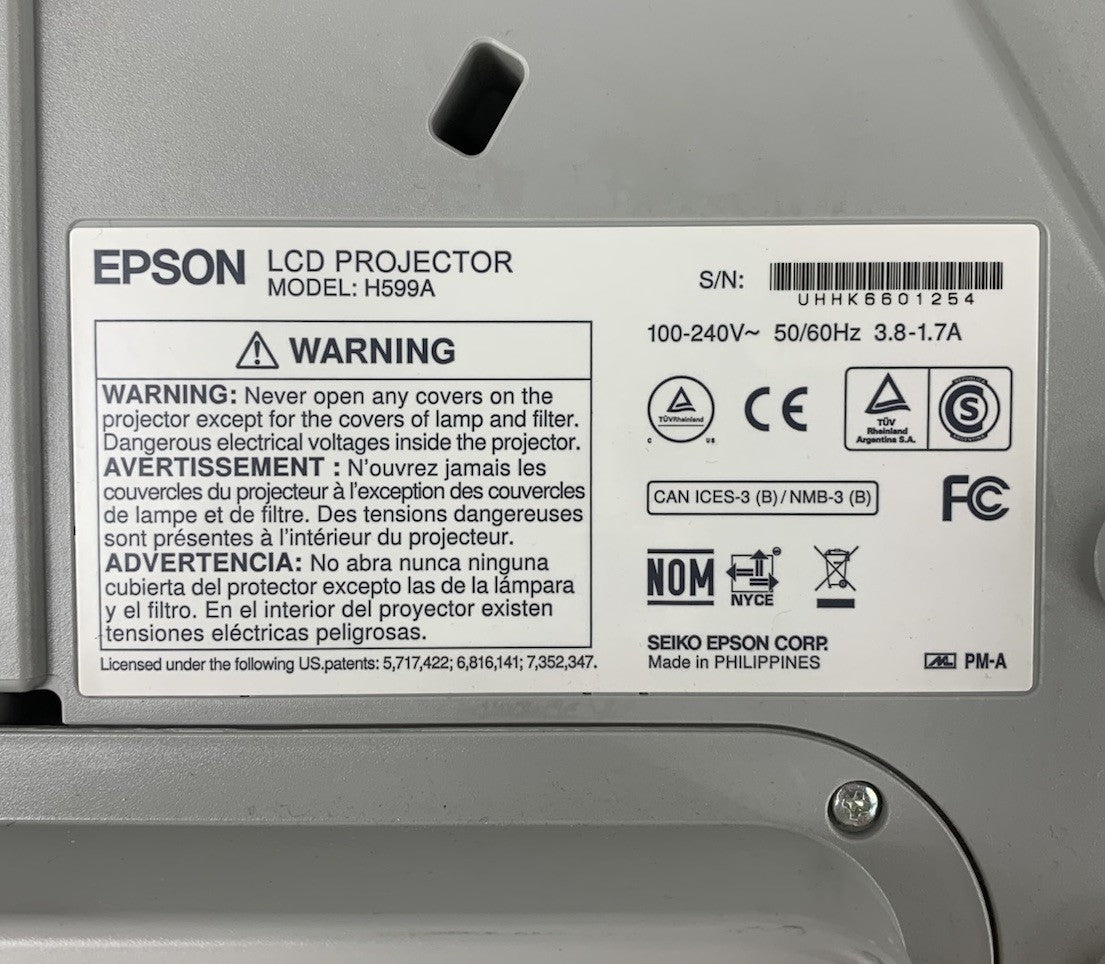 Epson BrightLink 595Wi H599A LCD Lamp Projector 2105 Lamp Hours - No Remote7