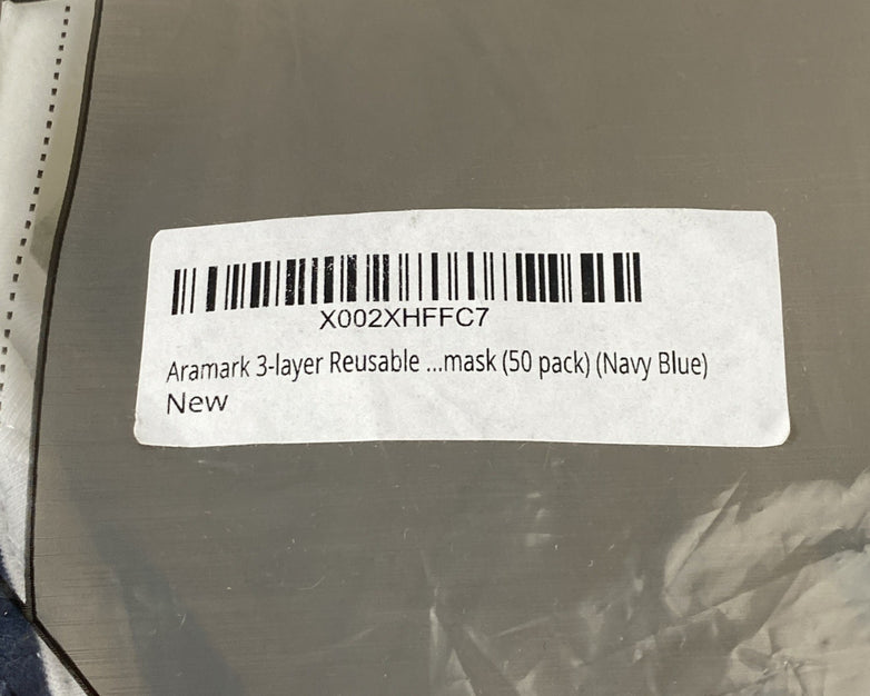 Aramark 91461 3 Layer Reusable Preventive Face Mask Navy Blue 50 Pack