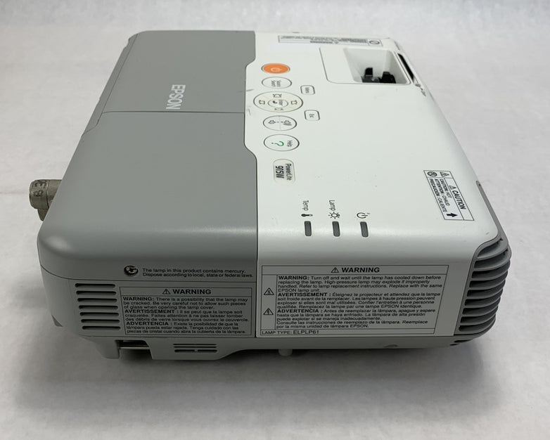 Epson H388A PowerLite 915W Projector 1293 Lamp Hours No Remote - Yellow Display