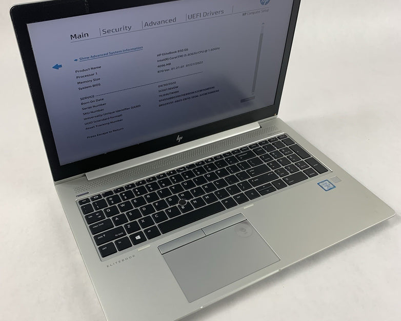 HP EliteBook 850 G6 Laptop 15.6" i5-8365U 1.60 GHz 8 GB RAM No SSD/OS/AC