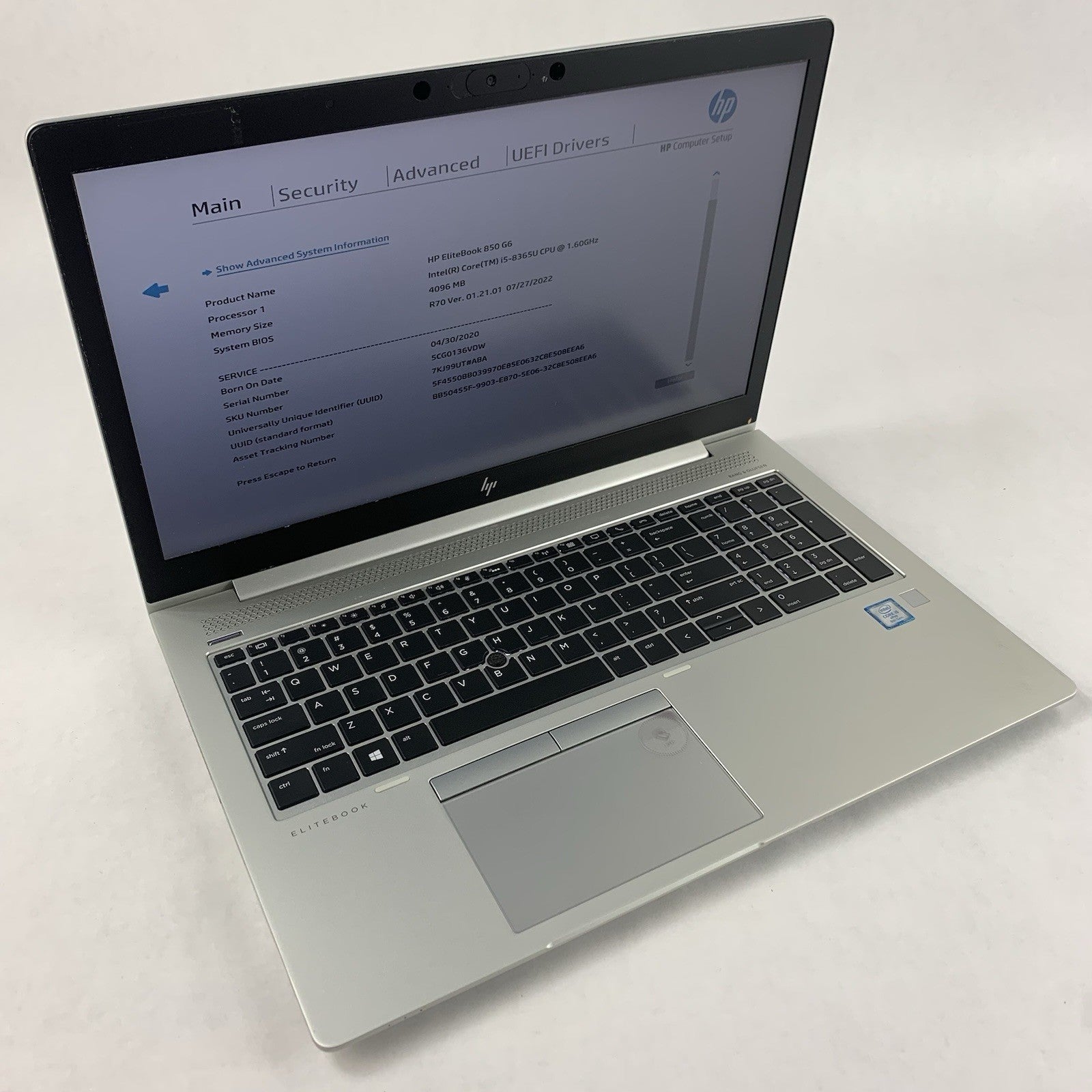 HP EliteBook 850 G6 Laptop 15.6" i5-8365U 1.60 GHz 8 GB RAM No SSD/OS/AC0