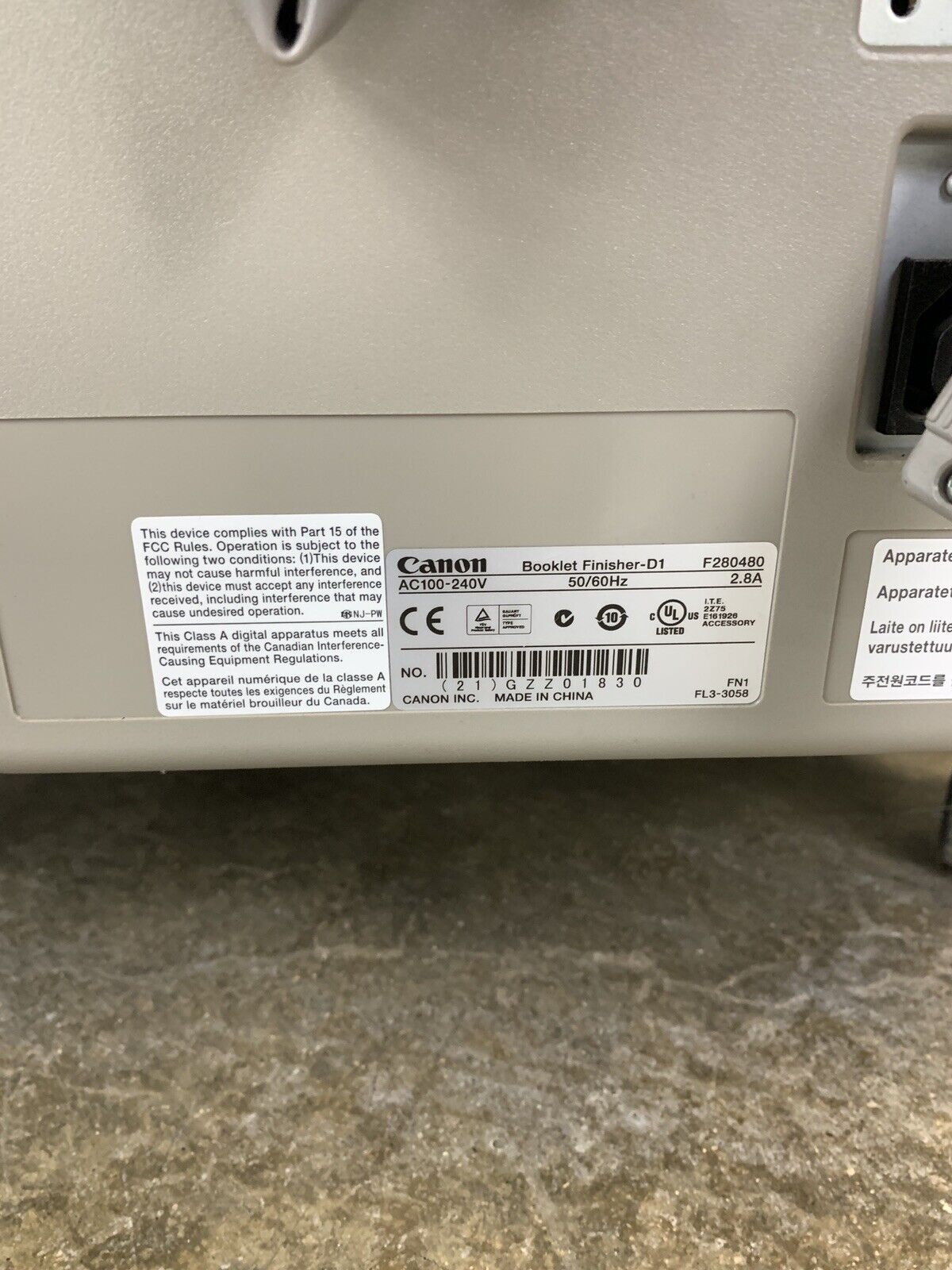 Canon Booklet Finisher D-1 F280480