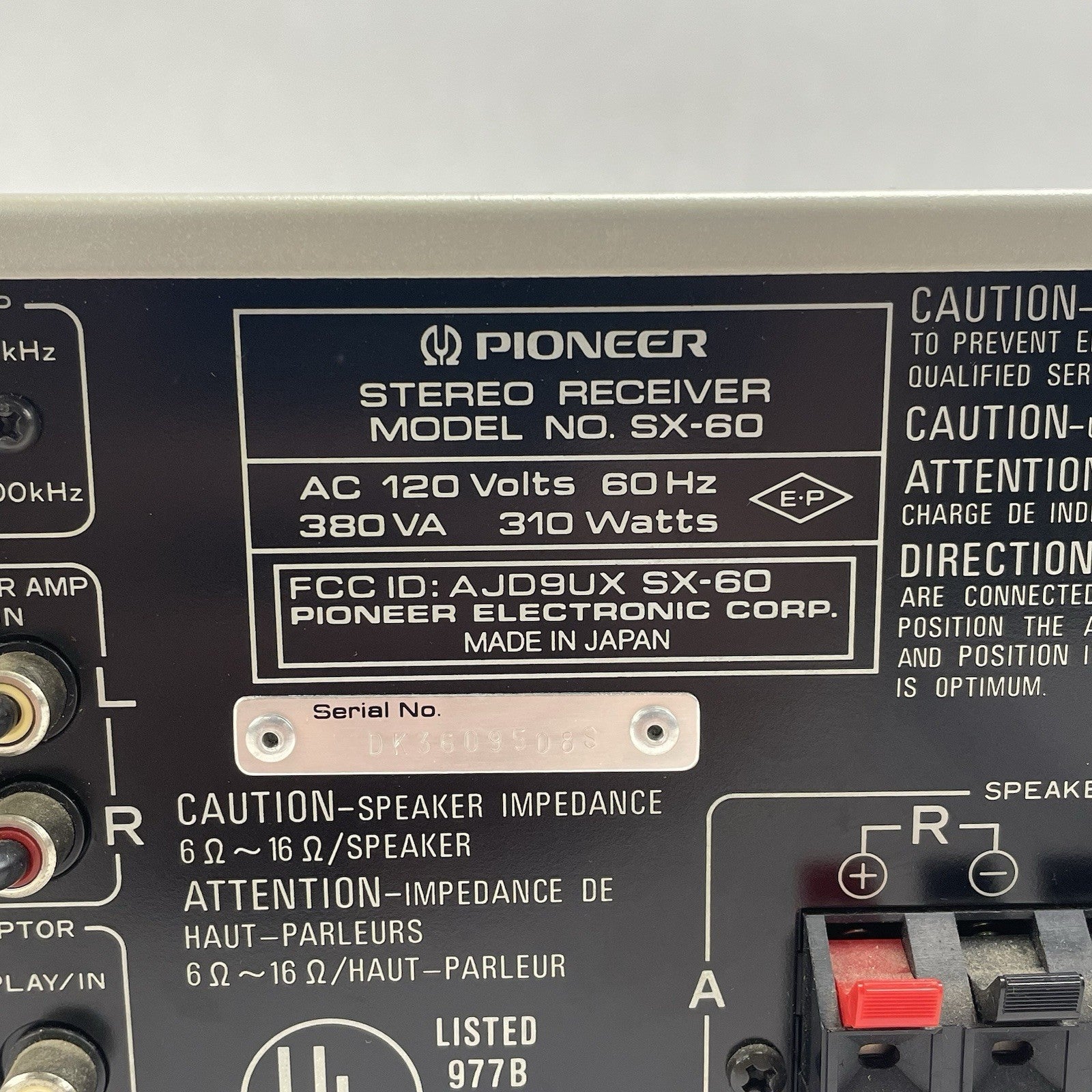Pioneer SX-60 AV Receiver Amplifier  Tested13