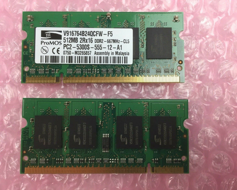 Lot of 2 ProMOS V916764B24QCFW-F5 512MB 2Rx16 RAM