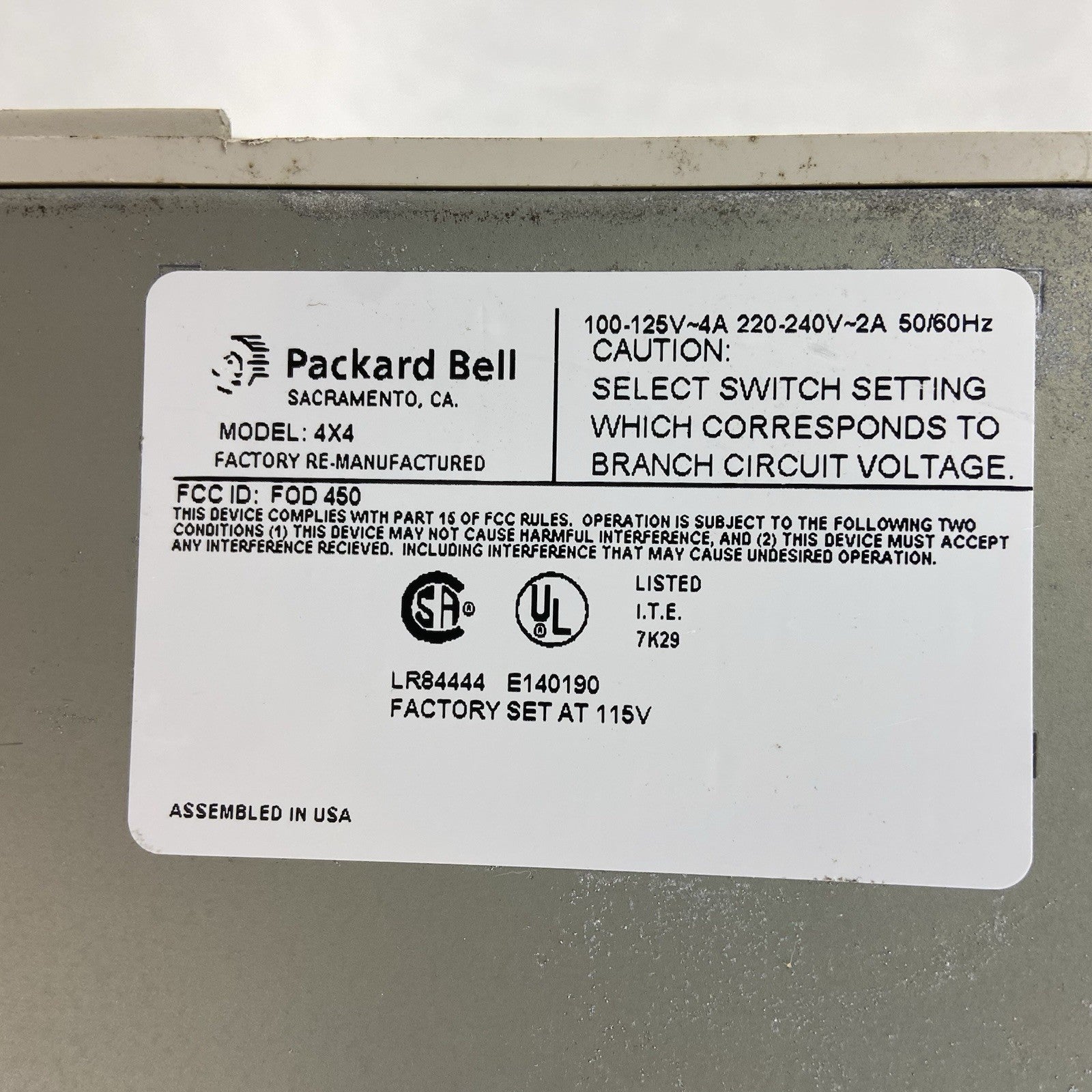 Packard Bell Multimedia 4x4 DT Intel 486DX2 66MHz 64MB RAM No HDD No OS8