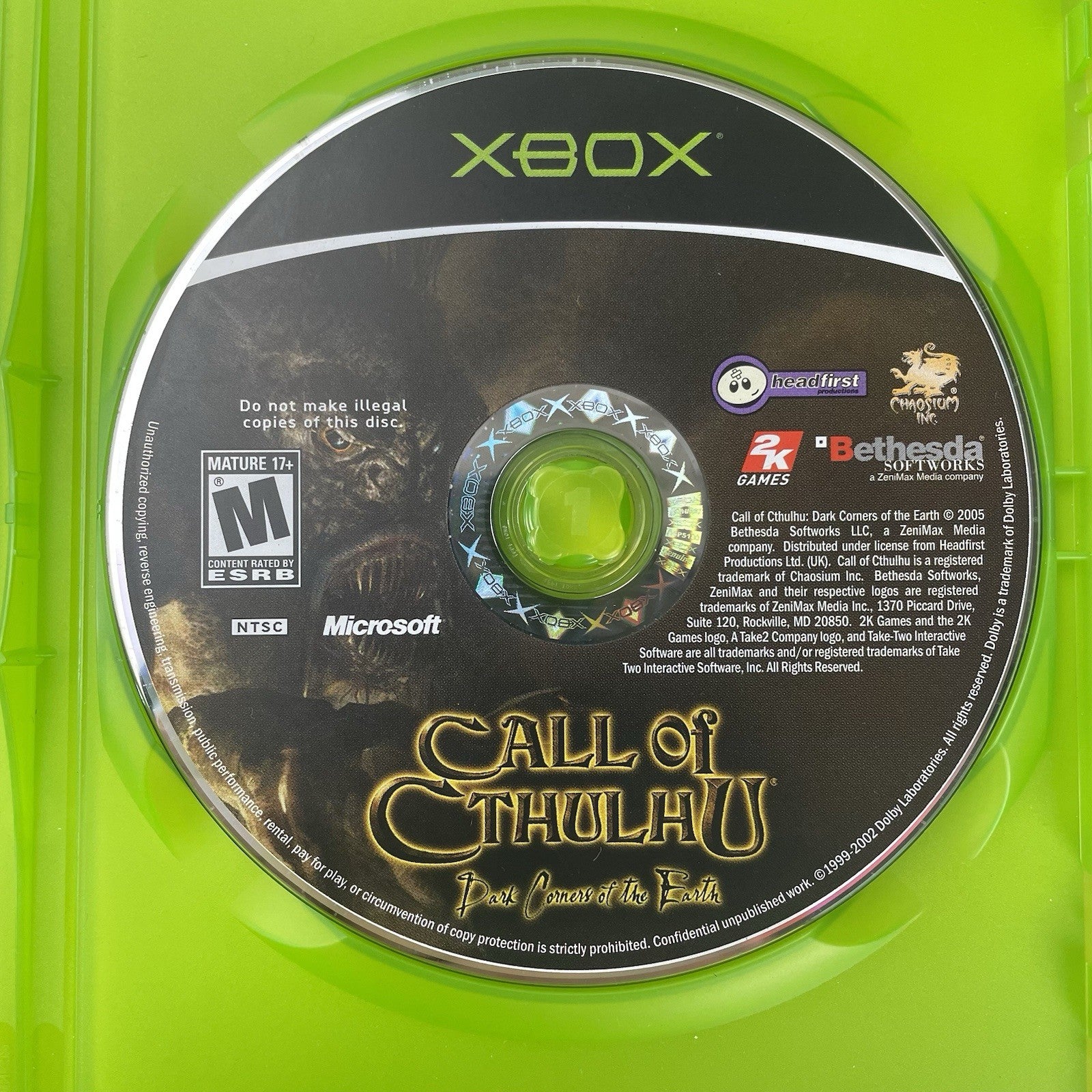 Call of Cthulhu Dark Corners of the Earth Xbox Complete CIB4