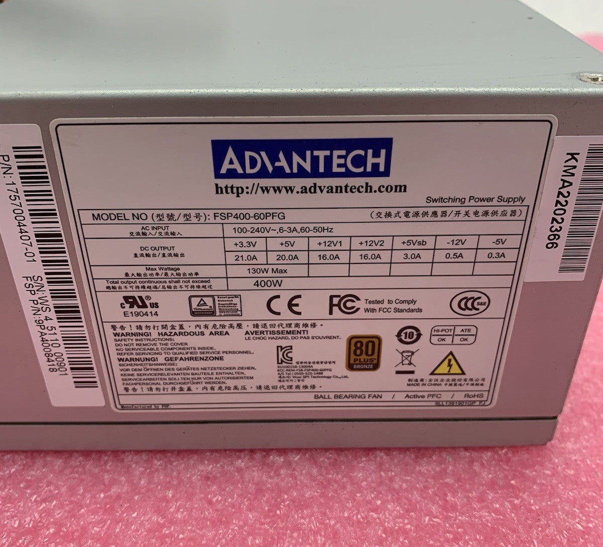 Advantech FSP400-60PFG 400W Switching Power Supply