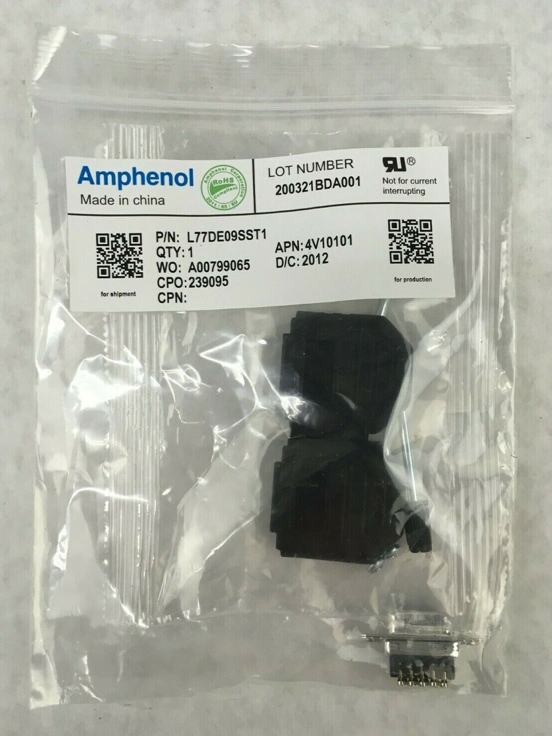Amphenol L77DE09SST1 4V10101 D-Sub Standard Connectors (Lot of 14)