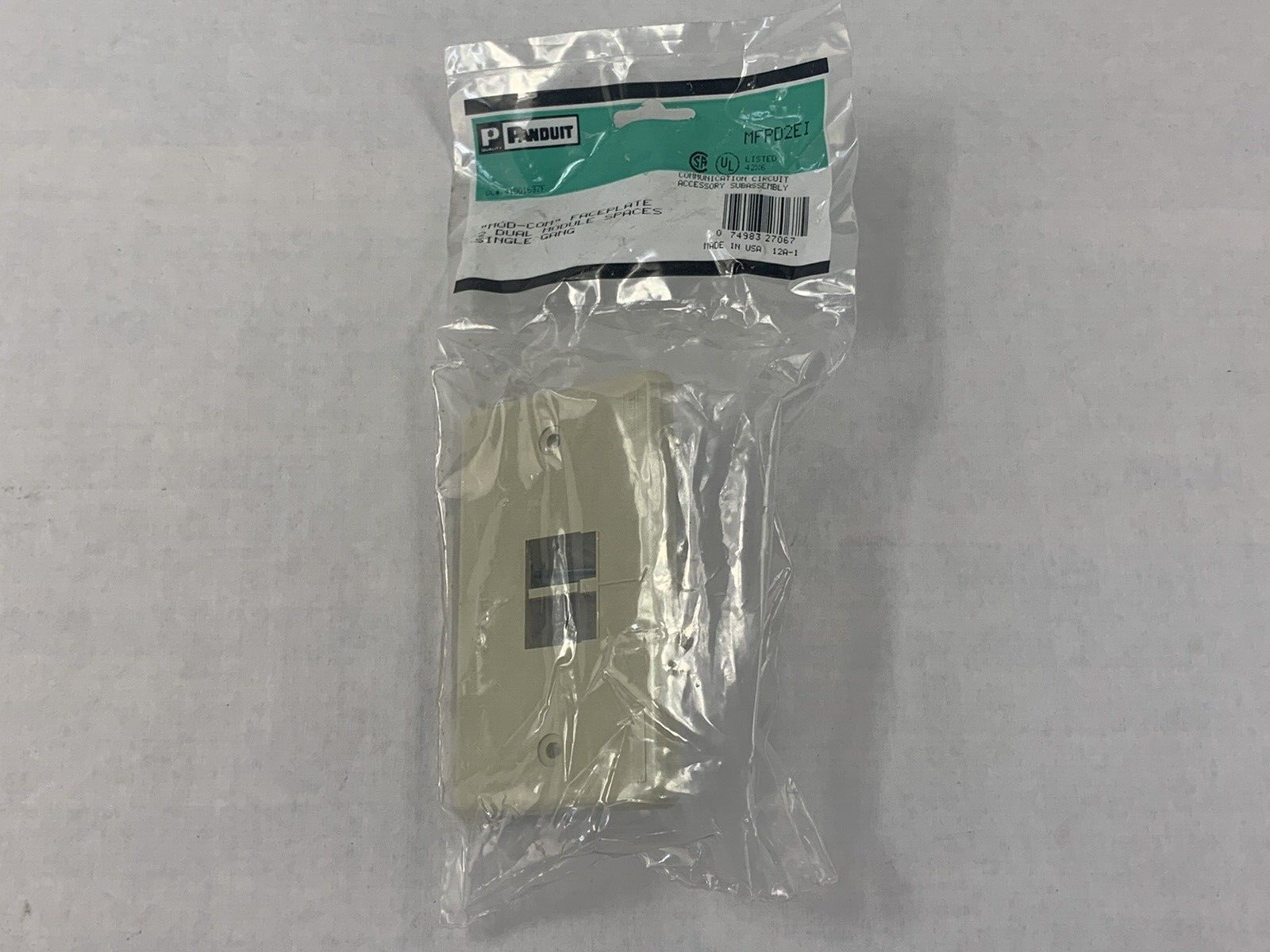 Panduit MFPD2EI MINI-COM Faceplate 1-Gang, 2-Module 2 Port Ivory