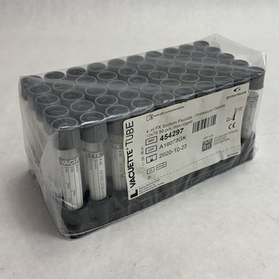 Vacuette 454297 4ml FX Sodium Flouride / Potassium Oxalate 50pcs Tubes - Empty