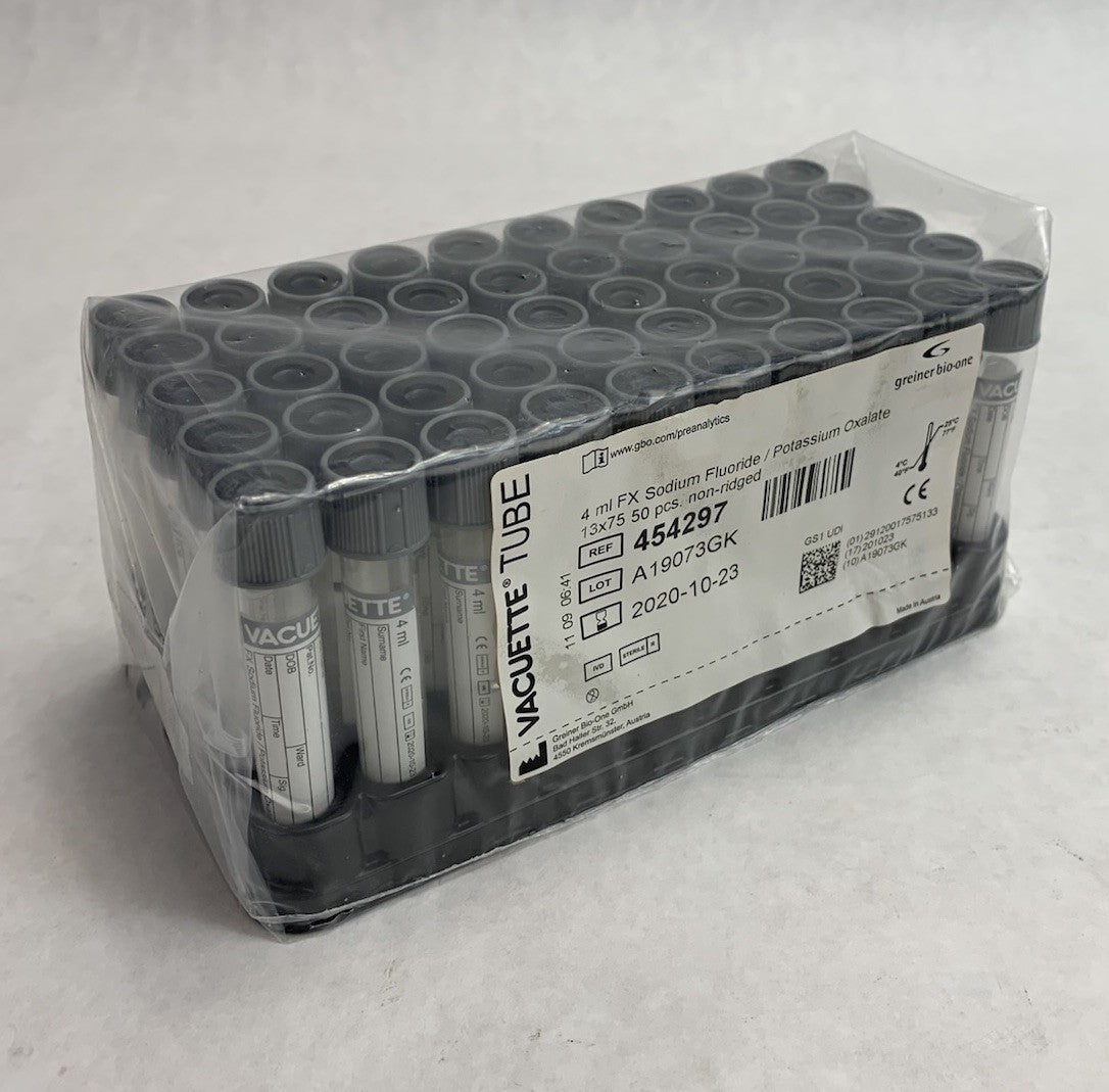 Vacuette 454297 4ml FX Sodium Flouride / Potassium Oxalate 50pcs Tubes - Empty0