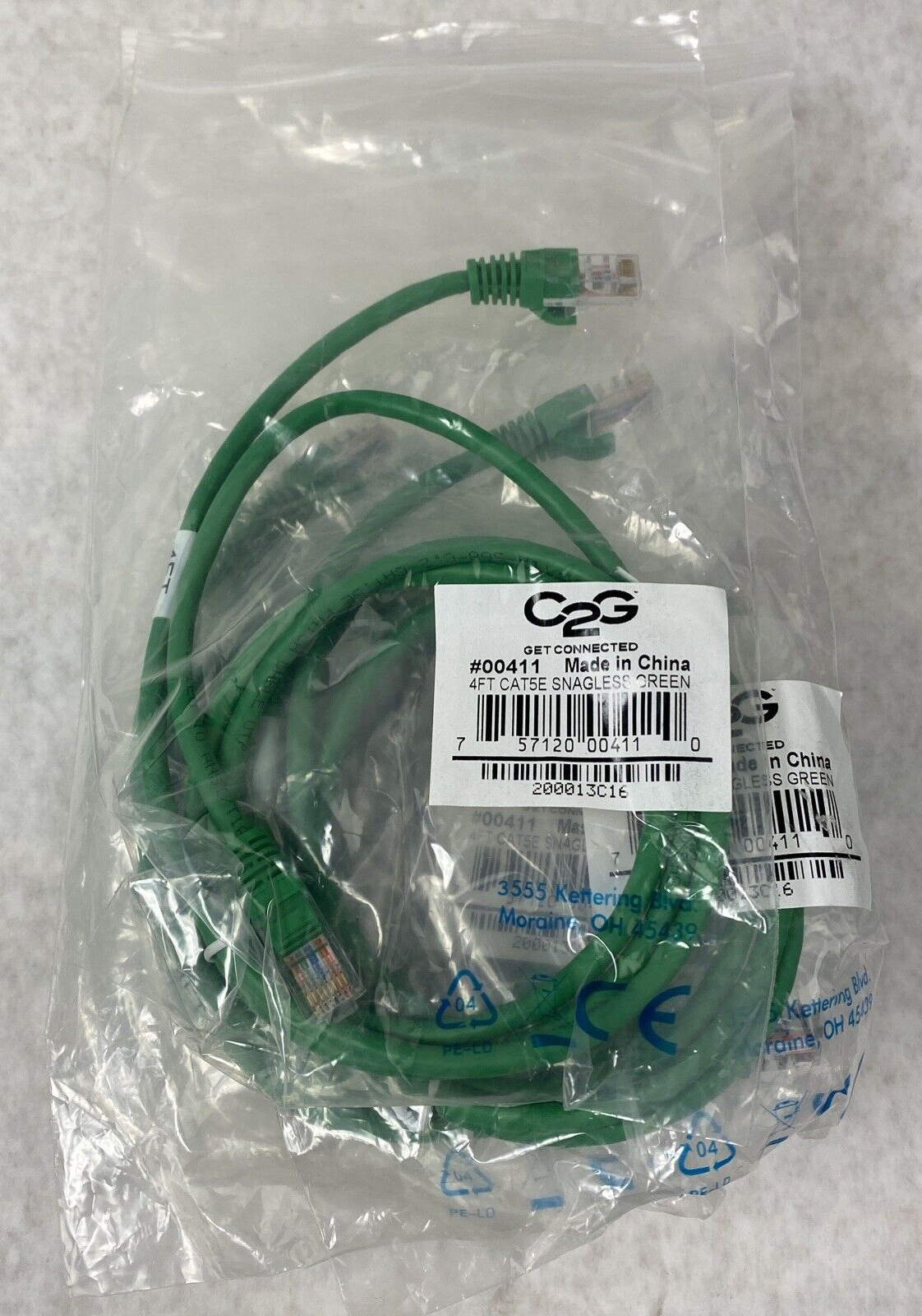 Lot( 10 ) 4ft Green Cat5e C2G 0041 Snagless Unshielded UTP Ethernet Patch Cable