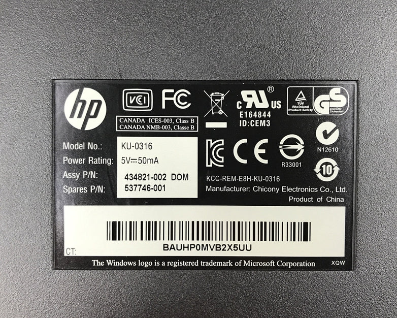 HP KU-0316 USB Wired 104-Key Layout Keyboard 434821002 (Lot of 3)