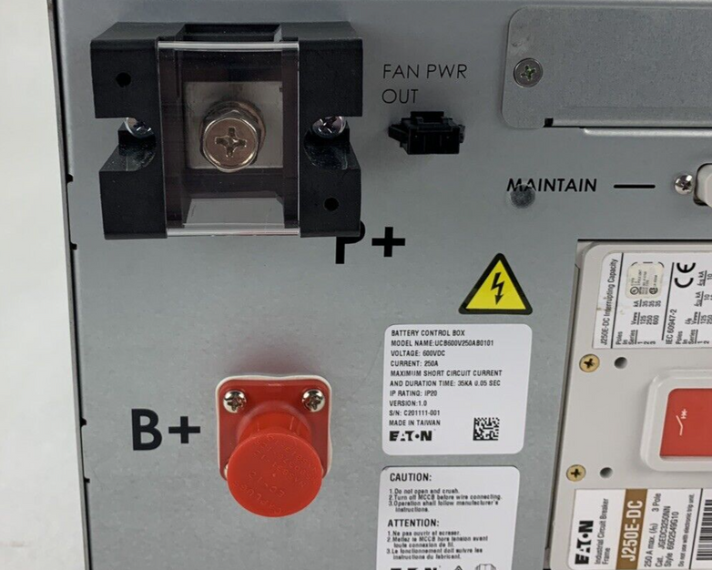 Eaton UCB600V250AB0101 Battery Control Box 600VDC 250A w/ J250E-DC Trip Breaker