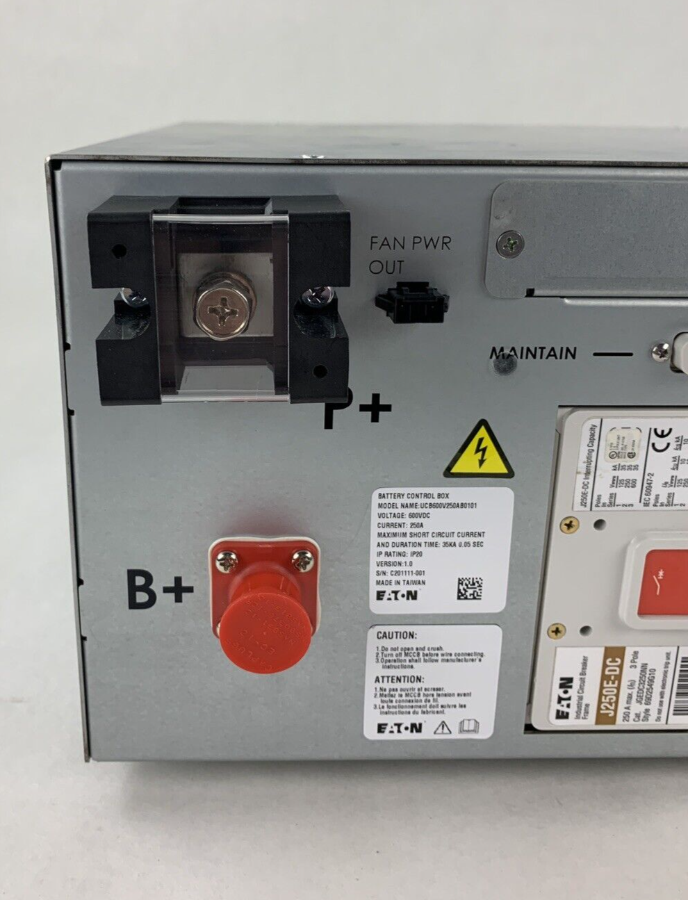Eaton UCB600V250AB0101 Battery Control Box 600VDC 250A w/ J250E-DC Trip Breaker
