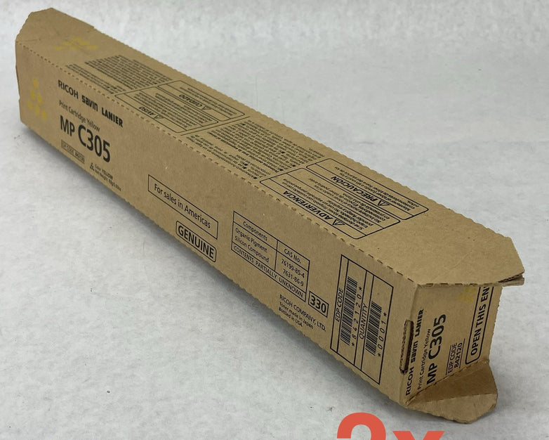 Ricoh MP C305 Genuine Yellow Toner Print Cartridge Lot of 2