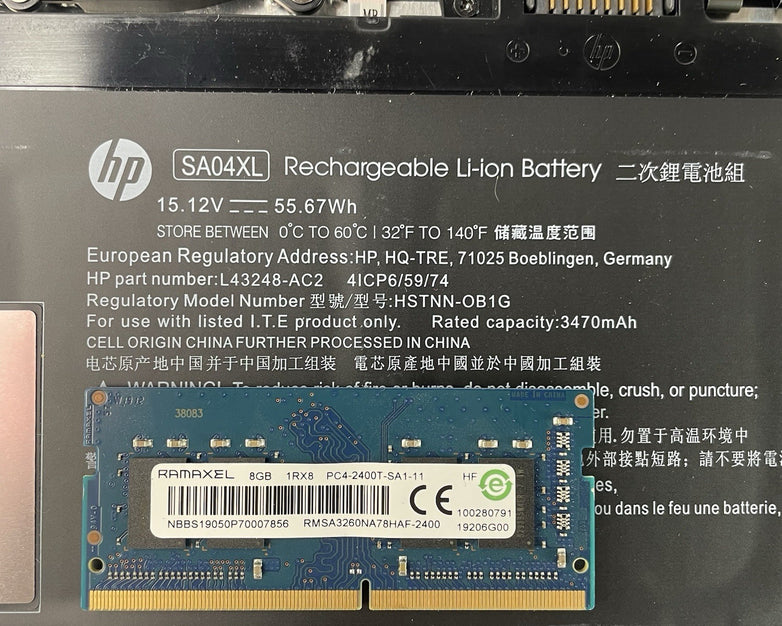 HP Envy x360 15.6" i7-8565U 1.80 GHz 8 GB RAM No SSD/OS/AC - DIMM