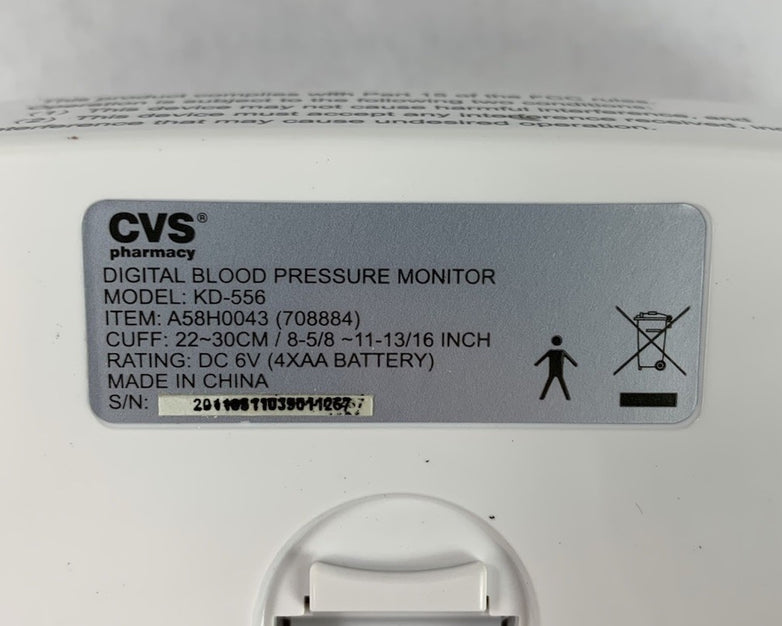 CVS Pharmacy KD-556 Digital Blood Pressure Monitor - Tested