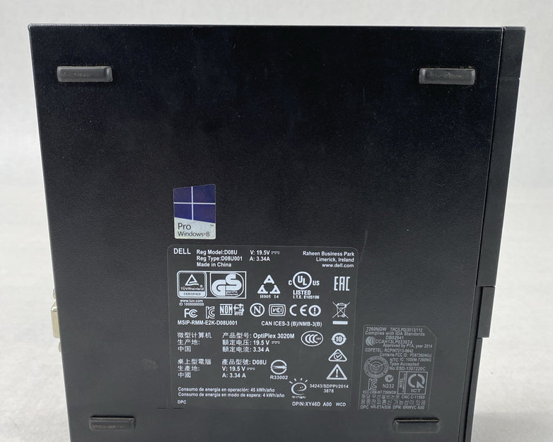 Dell OptiPlex 3020M Micro Intel Core i3-4160T 3.1GHz 8GB RAM No HDD OS AC