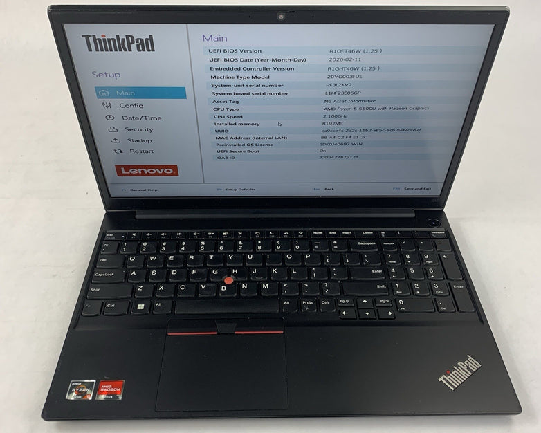 Lenovo ThinkPad E15 Gen 3 15.6" Ryzen 5 5500U 2.1 GHz 8 GB RAM No OS/HDD/AC Dent