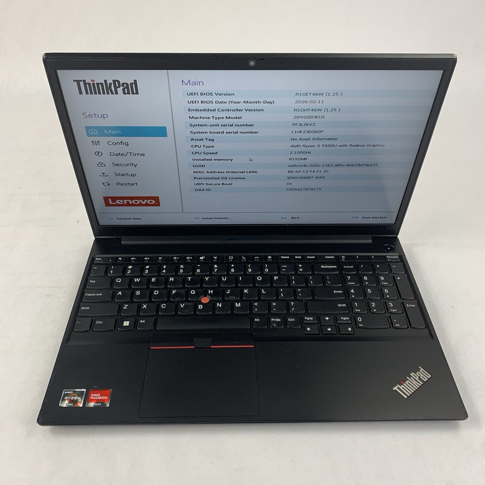 Lenovo ThinkPad E15 Gen 3 15.6" Ryzen 5 5500U 2.1 GHz 8 GB RAM No OS/HDD/AC Dent1