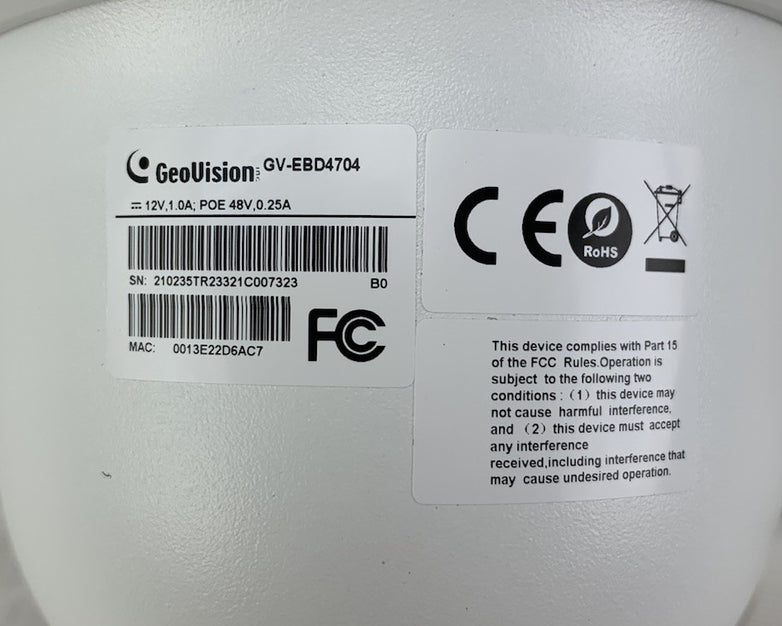 GeoVision GV-EBD4704 H.265 Outdoor IR Eyeball Dome Camera - Tested