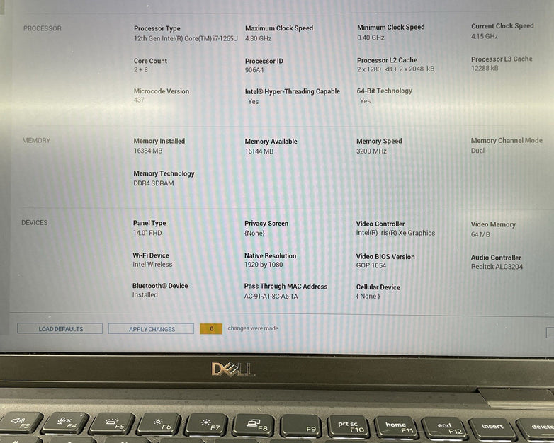 Dell Latitude 7430 14" i7-1265U 4.15 GHz 16 GB RAM No SSD/OS/AC