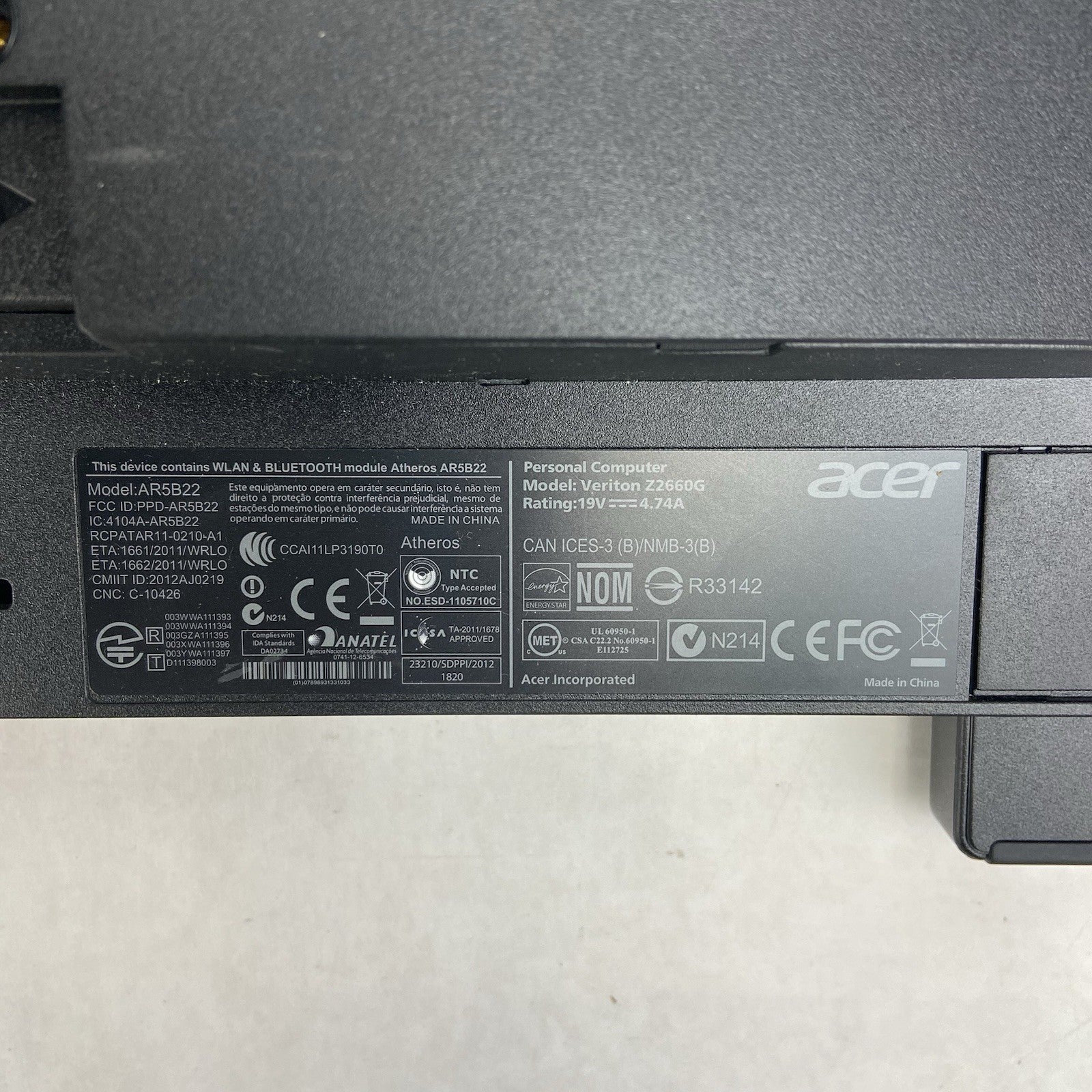 Acer Veriton Z2660G AIO Intel Core i3-4150T 3GHz 4GB RAM No HDD/OS/AC5