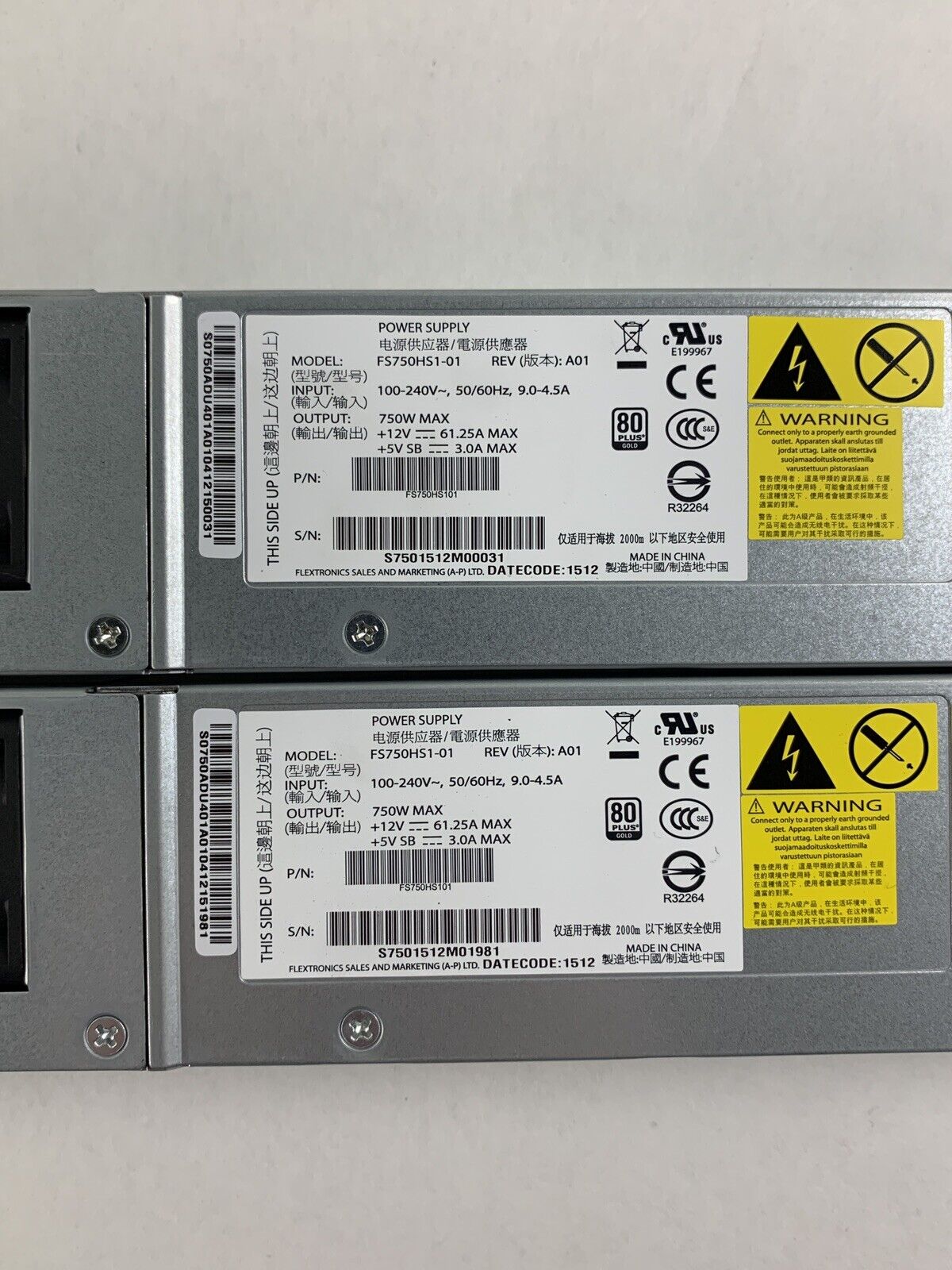 Pair of Intel FS750HS1-01 750w 80 Plus Power Supply For Supermicro