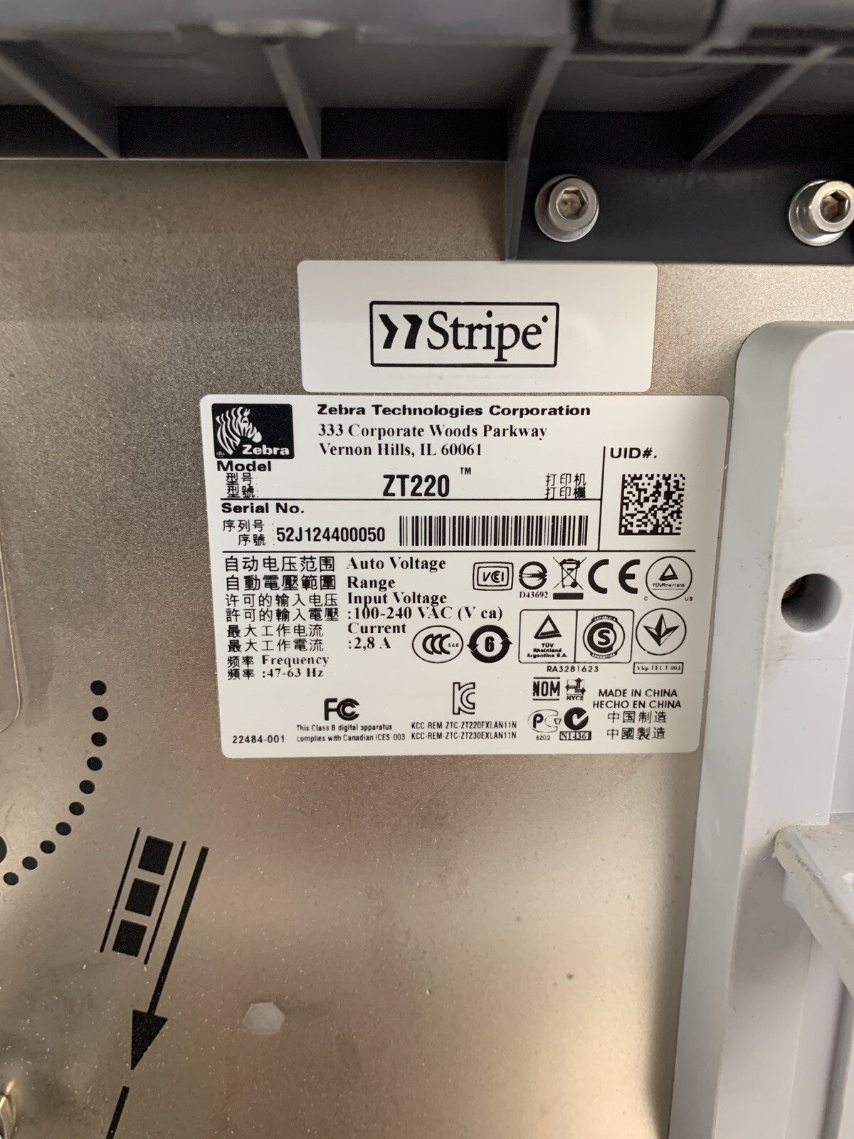 Zebra ZT220 ZT22042-D01000FZ Thermal Label Printer Tested Missing Clamp Handle5