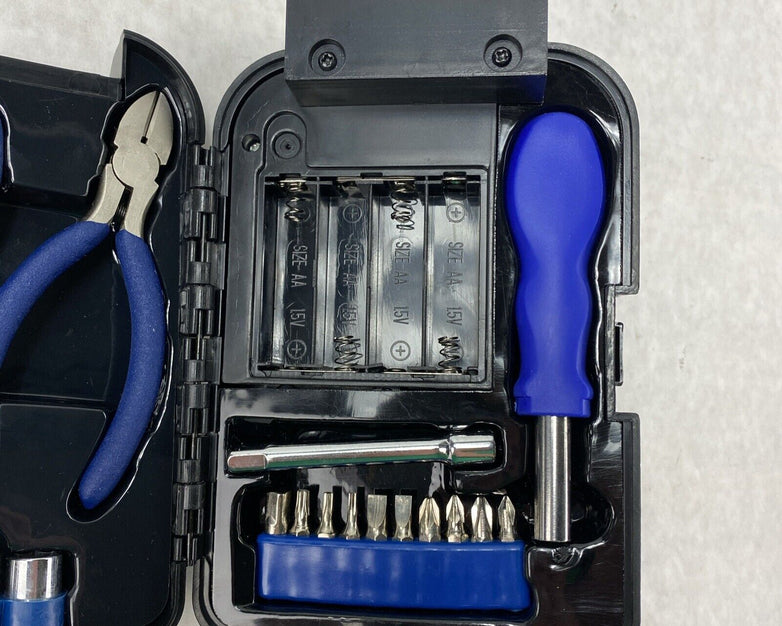 Avon Tool Box Screwdriver Metric Socket Needlenose Cut Pliers with Flashlight