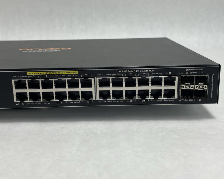 HP J9773A Aruba 2530 24G PoE+ Switch, 24 Ports Used Tested & Reset No Rack Ears