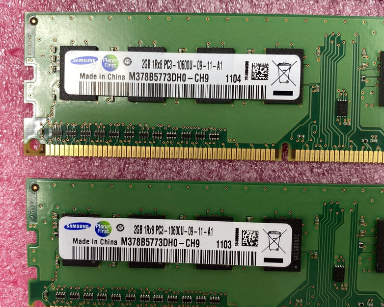 Lot ( 8 ) 2GB Samsung M378B5773DH0-CH9 1Rx8 PC3-10600U DDR3-1333MHz Desktop RAM