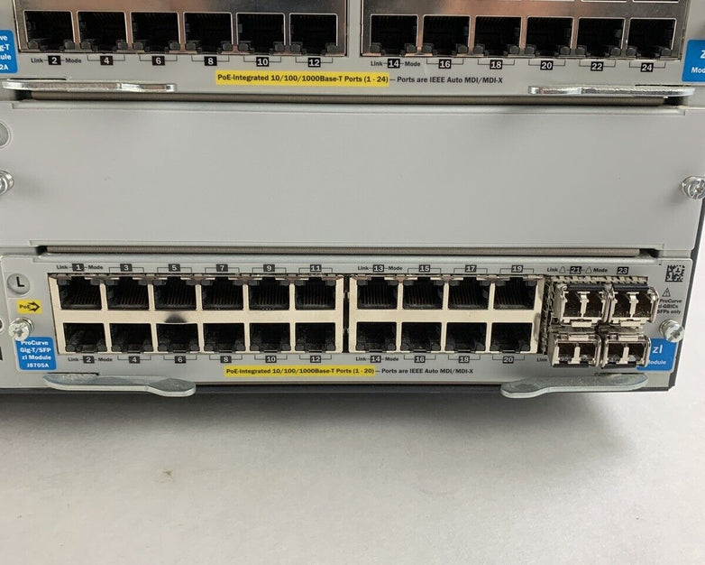 HP ProCurve J8698A 5412zl 8x J8702A 1x J8705A Gig PoE Network Switch Tested