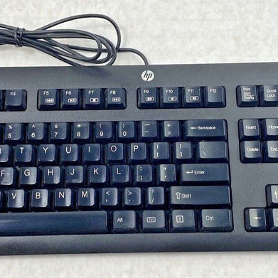 HP 701424-001 USB Desktop Office Quiet Keys KU-1156 Keyboard 672647-00 Black