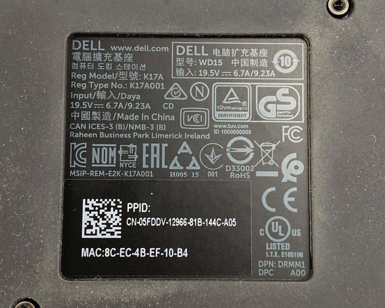 Dell WD15 USB-C Docking Station No Power Cord - Lot of 4