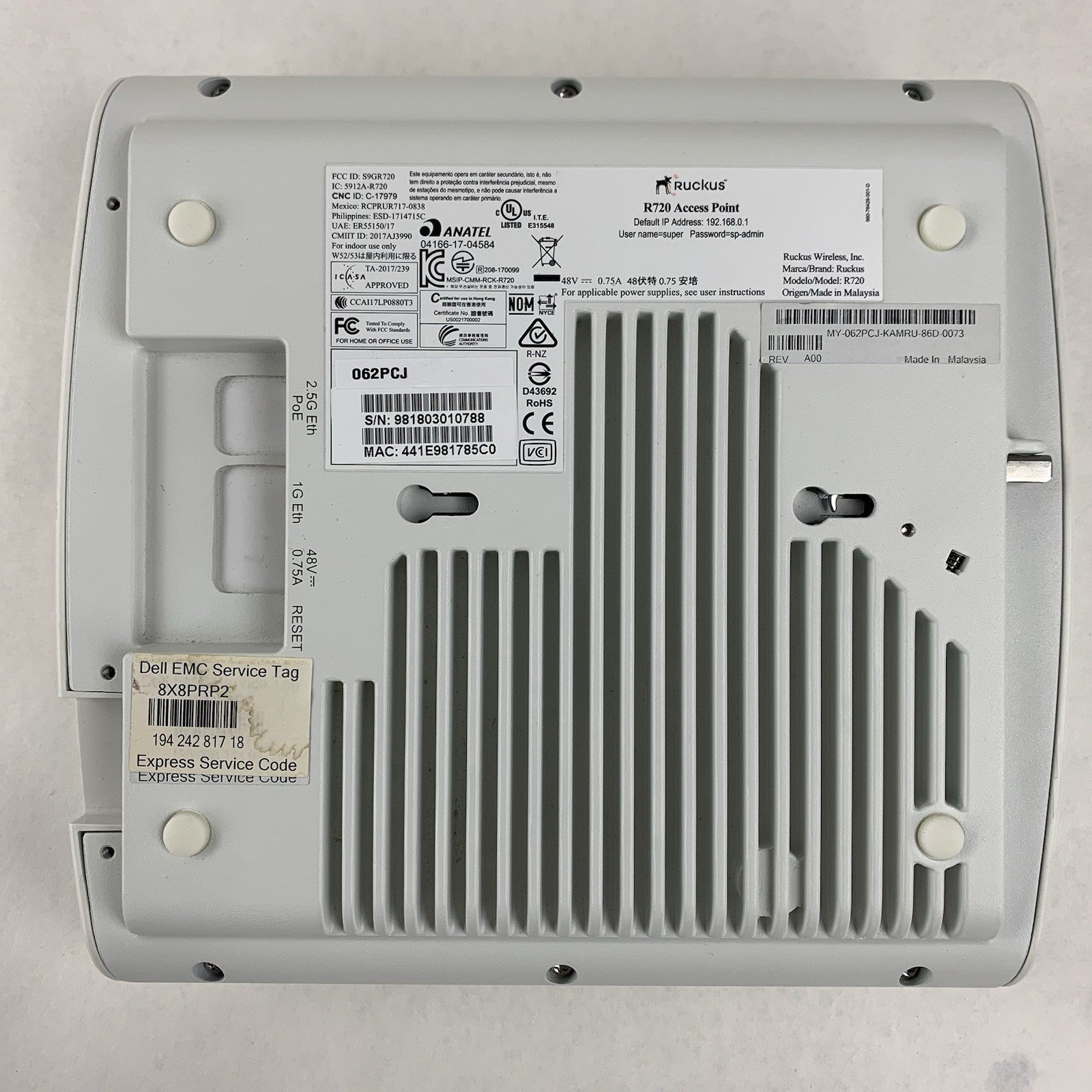 Ruckus R720 802.11ac Wireless Indoor Access Point Tested Reset No Cords or Mount3
