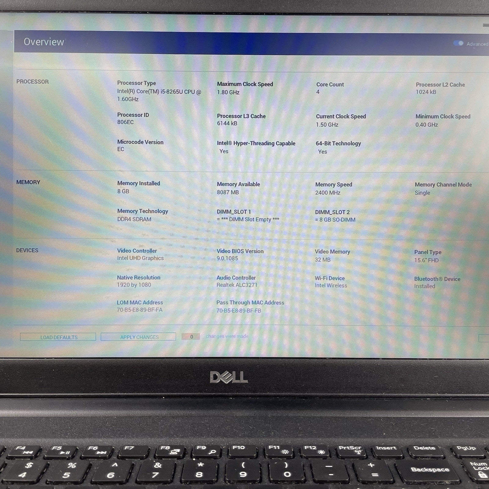 Dell Latitude 3500 15.6" i5-8265U 1.60 GHz 8 GB RAM No SSD/OS/AC - Worn Keys3