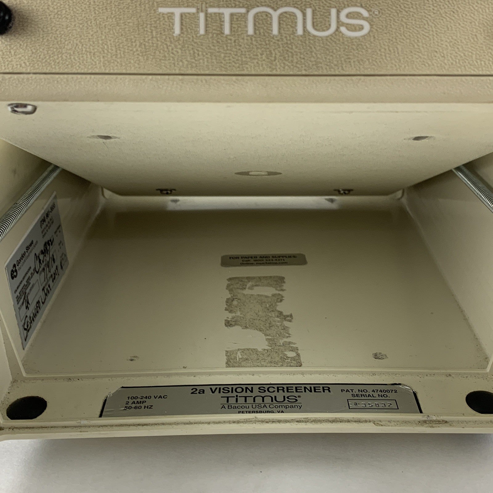 Titmus 2a Vision Screener Tester Powers on W/ Manual and Test Card