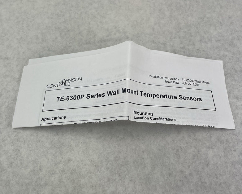 Johnson Controls Wall Mount Temp Sensor TE-6314P-1