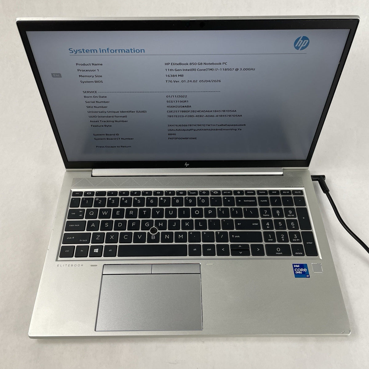 HP EliteBook 850 G8 15.6" i7-1185G7 3.00 GHz 16 GB RAM No SSD/OS/AC2
