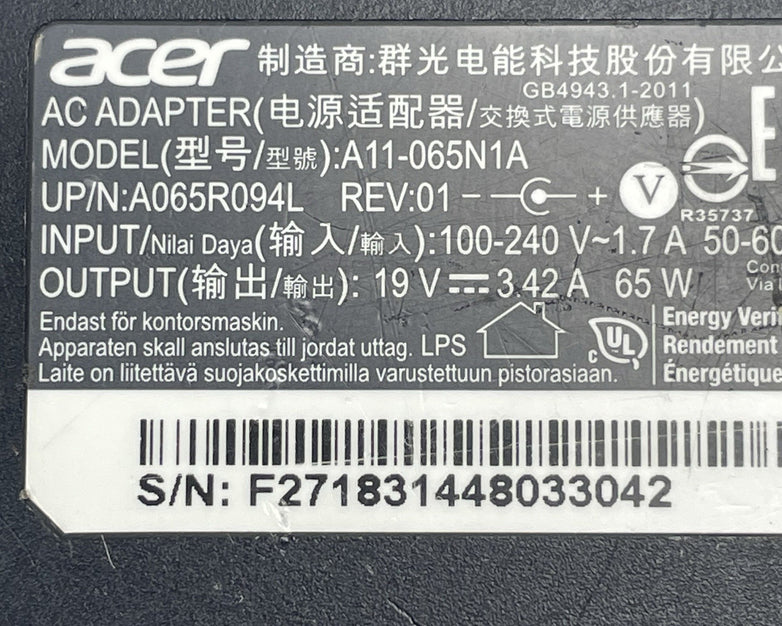 Acer A11-065N1A AC Power Adapter A065R094L Lot of 10
