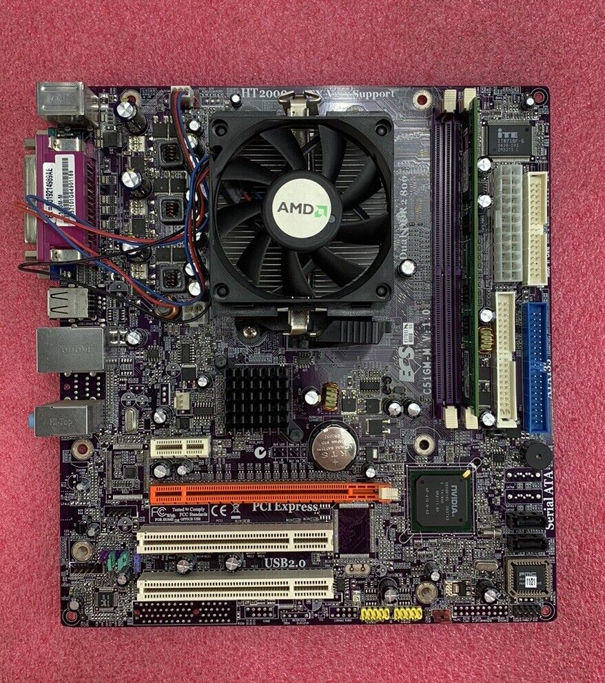 ECS C510M-M Motherboard AMD Athlon 64 x2 2GHz 2GB RAM w/Shield