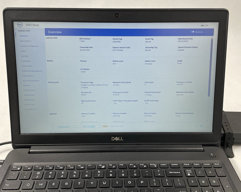 Dell Latitude 3500 15.6" Core i7-8565U 1.80 GHz 8 GB RAM No HDD No OS