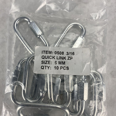 Quick Link 6mm 1/4" 0.25" Chain Zinc Plated Steel (Lot of 10)