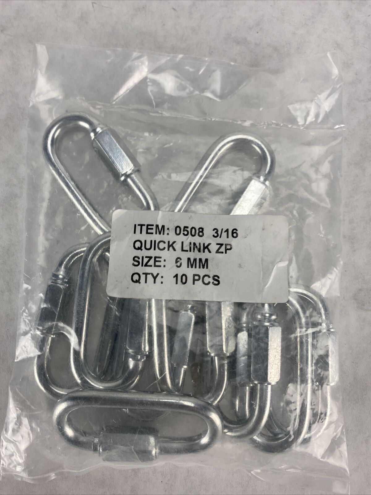 Quick Link 6mm 1/4" 0.25" Chain Zinc Plated Steel (Lot of 10)