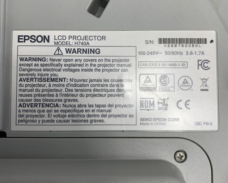 Epson PowerLite 695Wi H740A LCD Lamp Projector 5578 Lamp Hours - Dim No Remote